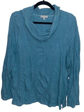 Habitat Tunic Top Womens XL Cowl Textured Boho Artsy Stretch Lagenlook Shirt